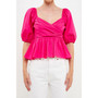 Women's Shirring Detail Puff Sleeve Top