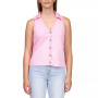 Women's Point Collar Button-Front Sleeveless Top
