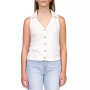 Women's Point Collar Button-Front Sleeveless Top