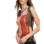 Women's Short Sleeve Printed Mesh Overlay Top