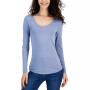 Juniors' V-Neck Long-Sleeved Top