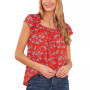 Women's Ruffled Square-Neckline Floral-Print Blouse