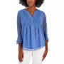Petite Pleated Paisely Pintuck Top, Created for Macy's