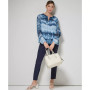 Women's Printed Keyhole-Neck Blouse