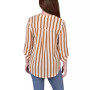 Petite Size 3/4 Push Tab Mandarin Collar Blouse with Front Pleats