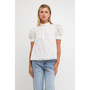 Women's Broderie Anglaise Puff Sleeve Top