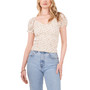 Women's Short Puff Sleeve V-Neck Smock Top