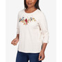 Petite Classics Birds Trio Three Quarter Sleeve Top