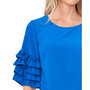 Women's Tiered Ruffle Elbow-Sleeve Crew Neck Blouse