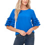 Women's Tiered Ruffle Elbow-Sleeve Crew Neck Blouse