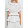 Women's Picot Stitched Poplin Top