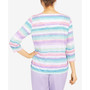 Women's Classics Burnout Stripe Lace Neck 3/4 Sleeve Top