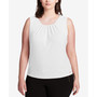 Plus Size Sleeveless Pleat-Neck Top