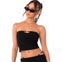 Women's Front Cutout Crop Tube Top With Ed Charm