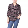 Petite 3/4 Ruched Sleeve Studded Y-neck Top