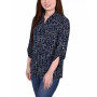 Petite 3/4 Ruched Sleeve Studded Y-neck Top
