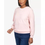 Petite Classics Spliced Quilted Pull On Crew Neck Top