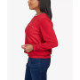 Petite Classics Spliced Quilted Pull On Crew Neck Top