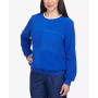 Petite Classics Spliced Quilted Pull On Crew Neck Top