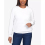 Petite Classics Spliced Quilted Pull On Crew Neck Top