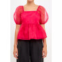 Women's Solid Organza Baby Doll Top