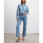 Women's Puffed Sleeves Denim Shirt