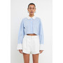 Women's Cotton Cropped Contrast Shirt