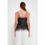 Women's Satin Cowl Neck Top with Feather