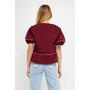 Women's Piping Detail Top with Short Puff Sleeves