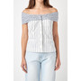 Women's Combination Stripe Off Shoulder Top