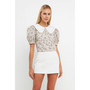Women's Oversized Collar Floral Top