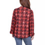 Petite Size Long Sleeve Jacquard Knit Y-neck Top