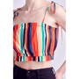 Women's Rainbow Stripe Top with Tie
