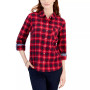 Women's Cotton Plaid-Print Button-Front Shirt