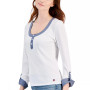 Women's Mixed-Media Roll-Tab Top