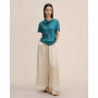 Cowl Neck Short Sleeves Silk T-Shirt for Women