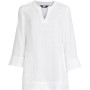 Women's Linen Split Neck three quarters Sleeve Tunic Top