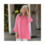 Women's Linen Split Neck three quarters Sleeve Tunic Top