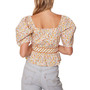 Women's Spring Sunrise Printed Puff-Sleeve Cotton Top