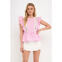 Women's Poplin Ruffle With Lace Trim Top