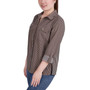 Petite 3/4 Sleeve Roll Tab Notch Collar Blouse
