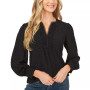 Women's V-Neck Long Sleeve Button Cuff Clip-Dot Blouse