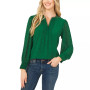 Women's V-Neck Long Sleeve Button Cuff Clip-Dot Blouse