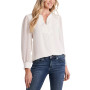 Women's V-Neck Long Sleeve Button Cuff Clip-Dot Blouse