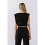 Women's Pleated Shoulder Pad Top