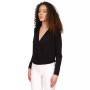 Women's Solid Collared Faux-Wrap Top