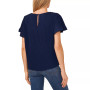 Women's Round-Neck Short-Sleeve Pleated Top