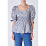 Women's Print Block Smocked Top