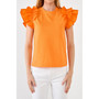Women's Mixed Media Ruffle Detail T-shirt