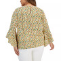 Plus Size Printed Ruffle-Sleeve Blouse